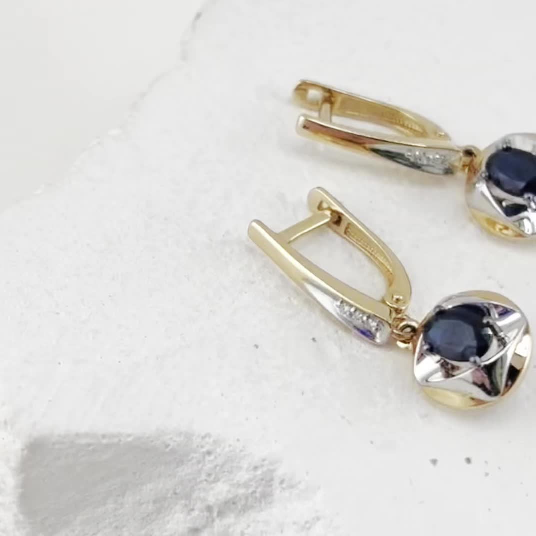 Серьги с сапфирами и бриллиантами из золота 585 пробы арт. С/221-122
