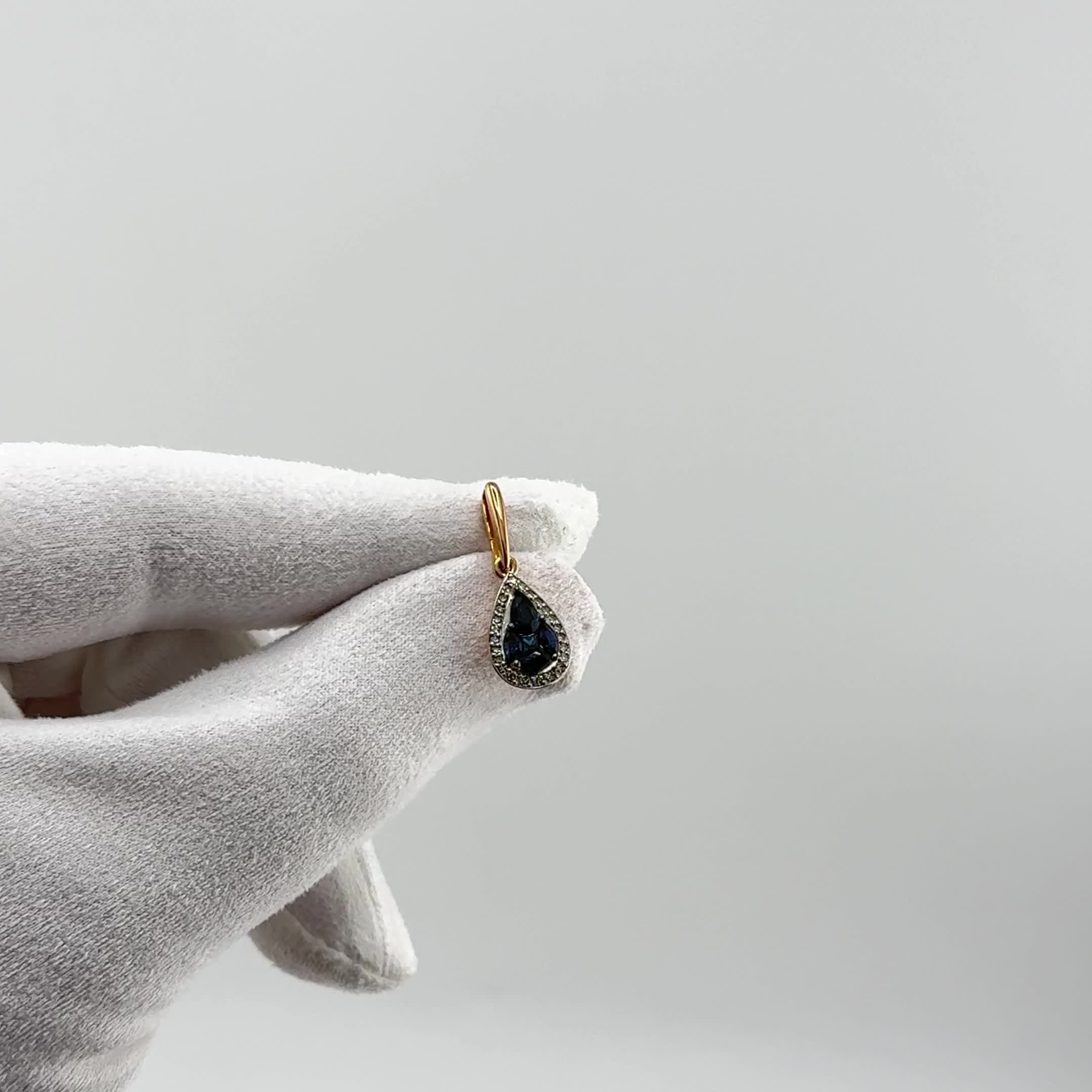 Подвеска с сапфирами и бриллиантами из золота 585 пробы арт. Т146035791