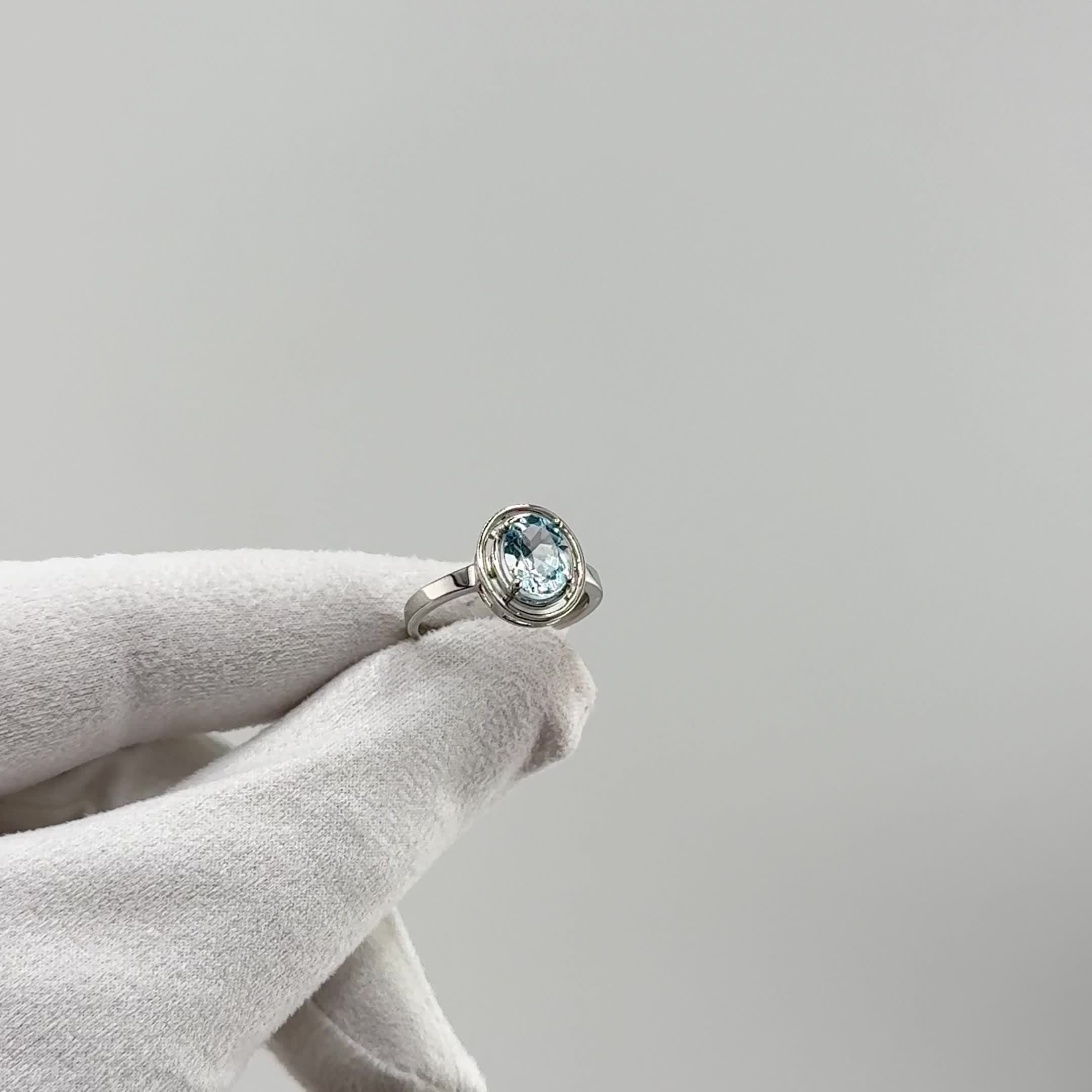 Кольцо с топазом из белого золота 585 пробы арт. Т30301Д859