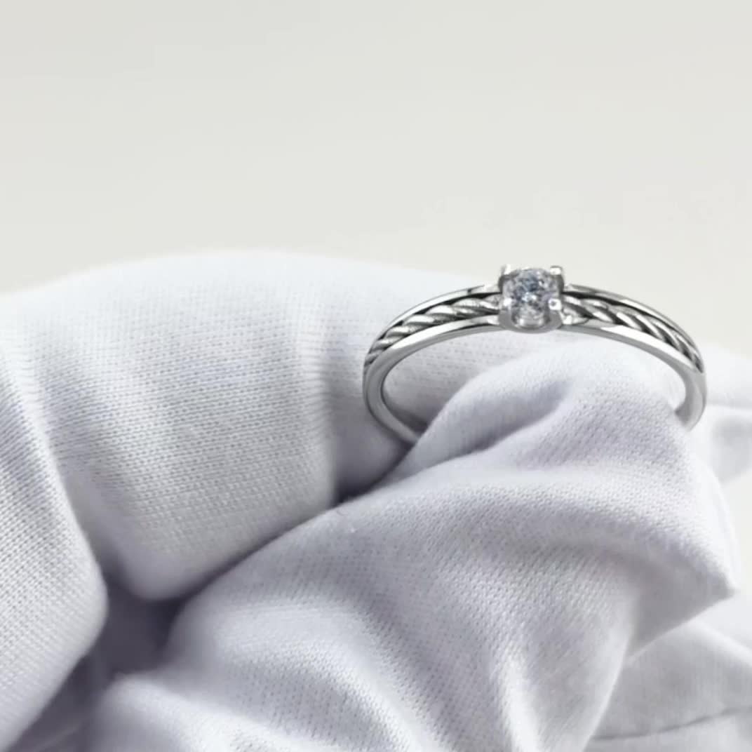 Кольцо с бриллиантом из белого золота 585 пробы арт. ШД-к38/б